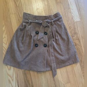 Altar'd State Paperbag Style Brown Corduroy Wrap Skirt with Belt Size Small